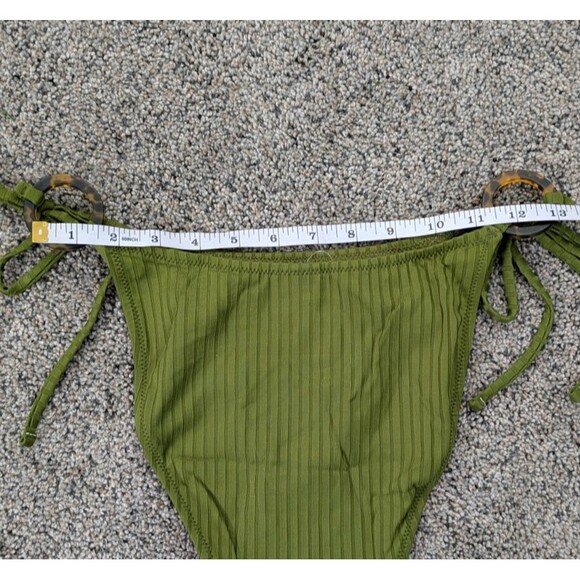 J.Crew BH489 Wide-Rib Curved-Waist Cheeky String Bikini Bottom Resort Green SZ M - Picture 15 of 16